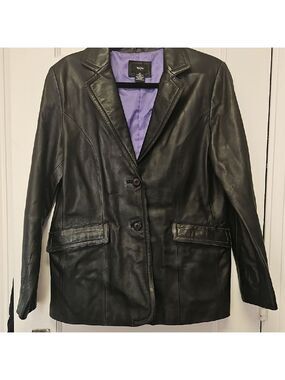 Vintage Mossimo Women's Black Leather Jacket Size Medium